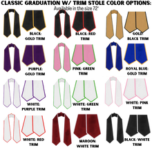 Load image into Gallery viewer, 72" Custom Graduation Stole w/ Trim - Embroidery & Vinyl