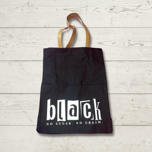 Canvas Tote Bag w Pocket | Black No Sugar. No Cream.